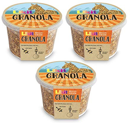 Likit 3 Pack of Granola Multigrain Horse Treats, 19.4 Ounces Each, for Activity Toys