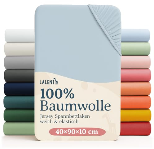Laleni Jersey Spannbettlaken, 40x90cm, für Baby Beistellbett & Stubenwagen, 100% Baumwolle, Oeko-TEX Zertifiziert, 2er Set, Hellblau