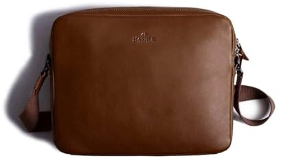 Harber London - Borsa a Tracolla in Pelle per iPad | Look intramontabile e Robusto | Colore: Marrone Scuro | Multiuso per l'uso Quotidiano | Realizzata a Mano con Materiali Resistenti