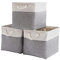 Mangata Canvas Storage Boxes, 33 x 38 x 33cm Large Foldable Storage Baskets for Organizing Clothes Nursery Home (Grey/White, Set of 3)