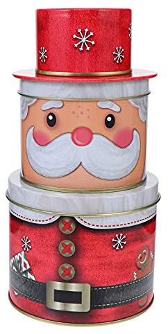 HEMOTON Christmas Cookie Tins Santa Claus Snowman Reindeer Nutcracker Cookie Jars Christmas Candy Tins Biscuits Can For Xmas Holiday Supplies
