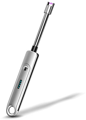 Eletorot Candle Lighter: Long Reach, Windproof, Electric, USB Rechargeable, Kitchen, BBQ, Camping, Safety, Modern Silver Plastic Metal Lighter