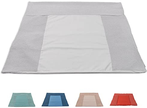 ULLENBOOM Wickelauflagenbezug 75x85 cm Grau (Made in EU) - abnehmbarer Bezug für Wickelauflage 85x75, Baby Überzug für Wickelunterlage aus Baumwolle, Wickelbezug für Wickeltisch