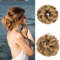 Gairyan Haarteil mit Gummiband Dutt Haarteil Haargummi mit Haaren Pferdeschwanz 40g Lockige Gewellt Messy Hair Scrunchies Kunsthaare Haarverlängerung Hair bun für Frauen(Dunkelblond)