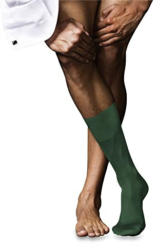 FALKE No. 9 M So cotone filo di Scozia tinta unita 1 paio, Calzini Uomo, Verde Hunter Green 7441, 43-44
