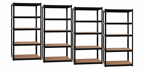 Stagecaptain 4X Set Heavyrack Lagerregal - 5 variabel montierbare Böden - Pulverbeschichtetes Metall - auch als Werkbank umbaubar - Tragkraft pro Boden: 175 kg - Tragkraft gesamt 875 kg - Schwarz