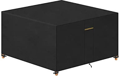 VANSHEIM Outdoor Furniture Covers Waterproof Table Covers for Garden Furniture Small with Water Resistant Windproof Anti-UV Heavy Duty Oxford Fabric Square Garden Cover 125x125x74cm