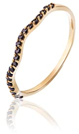 Zick-Zack-gold-ring - Maßnahme 14, Zirkon Schwarz