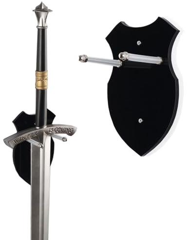 Schwert-Wandhalterung, Schwertständer, Wandhaken, Displayaufhänger, Wandhalterung für Schwert, Dolch, Axt, Schlüsselblatt, kein Schwert, vertikale Anzeige (Schwarz, 1 Set)