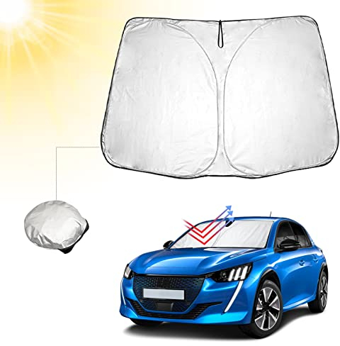 BIBIBO Parasol para Coche con protección UV Compatible con P*eugeot 2008 e-2008 2014-2019/208 e-208 2020-2022, Parasol para Parabrisas Delantero, protección contra Rayos UV, Plegable
