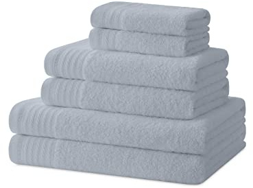 Degrees Home – Badetücher – Handtuch-Set – 2 Duschtücher, 2 Handtücher und 2 Bidet-Handtücher – 100 % Baumwolle – 480 g/m2 – 2-30X50 / 2-50X100 / 2-65X130 – GRAU