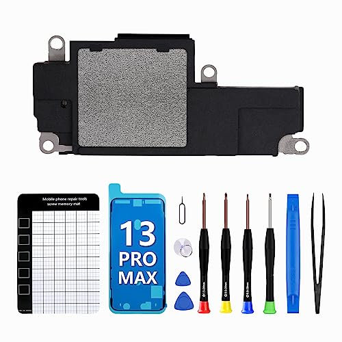 for iPhone 13 Pro Max Loud Speaker Replacement Loudspeaker Ringer Buzzer Flex Cable Sound Audio Module Connector Assembly with Complete Repair Tools Kits Magnetic Pad A2641 A2643 A2644 A2645 A2484