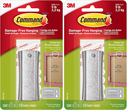 Command Sawtooth Sticky Nail & Stabilizer Strips (17047) – 4 Packs (1 Hanger, 2 Large Adhesive Strips and 2 Sets of mini Adhesive Strips per Pack)