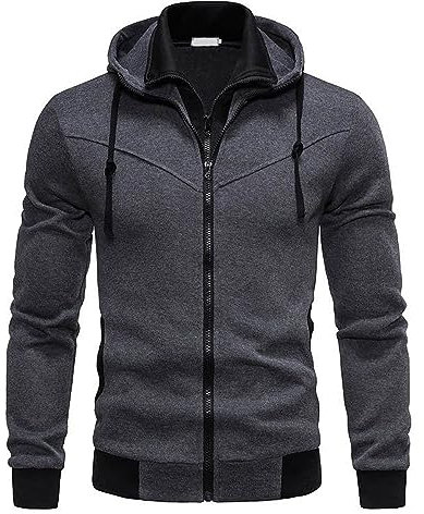 Herren Basic Kapuzenpullover Sweatjacke Pullover Hoodie Sweatshirt Hoodie Herren Zip up Langarm Sweatjacke Kordelzug Casual Sport Herbst Winter Sweatshirt Kapuzenjacke(Dark Gray,XXL)