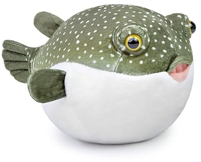 PuffPurrs Kugelfisch Plüschtier, Fisch Stofftier, Geschenk für Kinder, Fisch 7 Zoll grün, Spielzeug für Jungen und Mädchen, Babygeschenk, Cry Babies, Wohnkultur, Kuscheltier