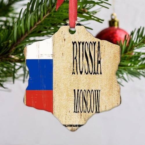 Lmmixee Russische Nationalflagge, personalisierbar, Weihnachtsschmuck 2023, Moskau, Land, Stadt, Souvenir, Weihnachtsbaumschmuck, Neuheit, Andenken, Geschenke für Urlaub, Souvenir, Hochzeit,