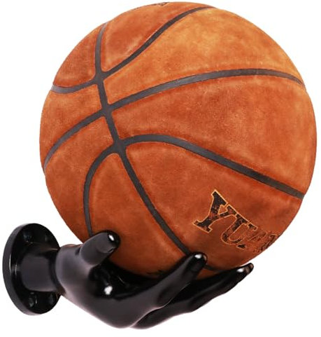 HHUXIUE Basketballständer, Handskulptur Ballständer, Wandmontiertes Basketball-Display, Handballständer Aufbewahrungsständer für Basketball, Fußball, Volleyball (Schwarz)