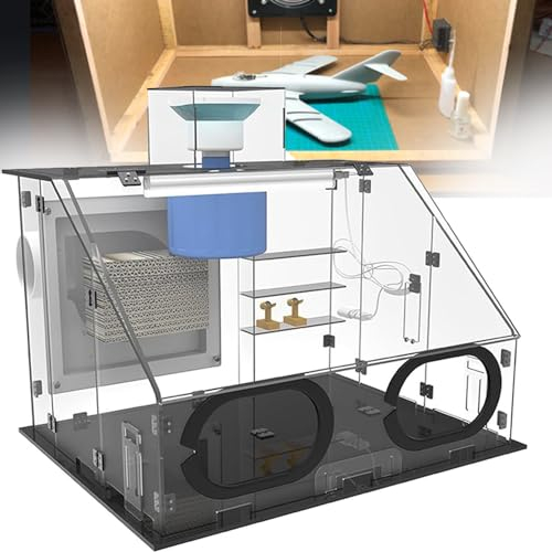 Professionelle Airbrush-Spritzkabine, Transparentes Lackierkabinen-Set, Tragbare Farbspritzkabine Mit Filter-Led-Lichtern FüR Modellbau, Hobby, Basteln, NäGel, Kuchen, T-Shirt,Transparent-50x43x36cm