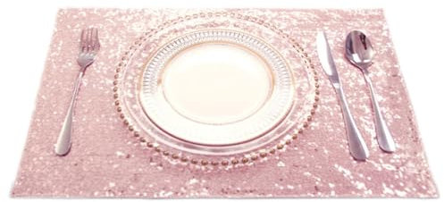 Anevous 6er Set Pailletten Platzsets,30 x 45cm Rechteckige Abwaschbar Tischsets,Abwischbar Platzset,Hitzebeständig Platzdeckchen,Tischuntersetze für Küche,drinnen und draußen,Rosa