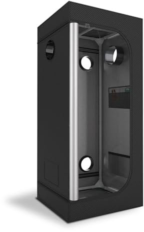 Growzelt Growschrank für Homegrow Luftig Gewächshaus Grow room Zuchtschrank Garten Anzucht für Hydrokulturen, Zimmerpflanzen hochreflektierendem Mylar mit Beobachtungsfenster 40*40*120CM black