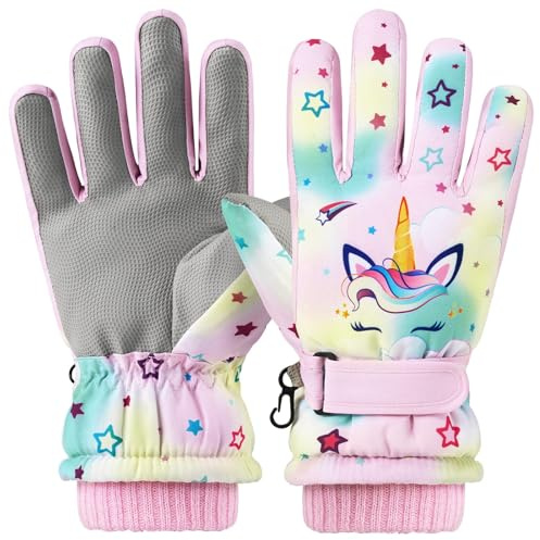 Kinder-Skihandschuhe, wasserdicht, Winter, Schneehandschuhe, Snowboard-Handschuhe, rutschfest, winddicht, Sport-Fäustlinge für Jungen, Mädchen, Jugendliche, Rodeln, Reiten, Fahren, Wandern