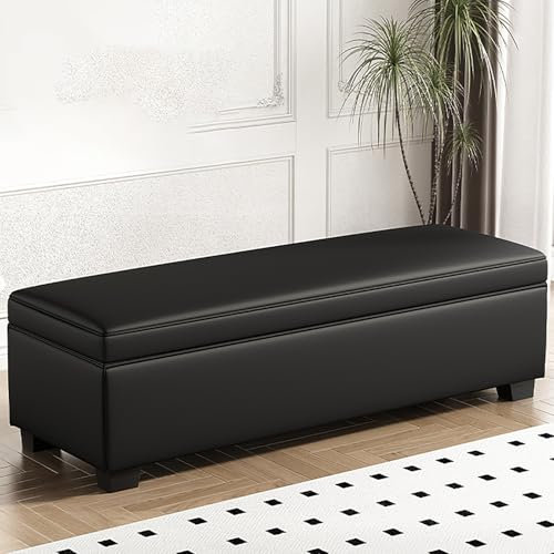 Große quadratische Polsterbank mit Stauraum, Lederbank, 39,9 cm hoch, perfekt für Schlafzimmer und Wohnzimmer, Eckbank mit Stauraum
