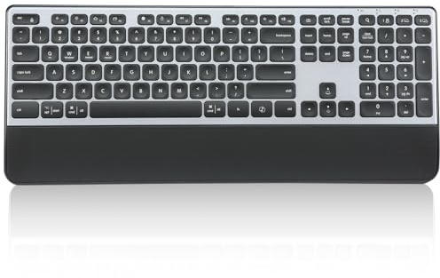 CITLLA Wireless Bluetooth Keyboard, Multi Devices Full Size Keyboard with Wrist Rest, 3-Level Backlit, Rechargeable Key Boardfor Computer, Laptop, Office, Work(English-US)