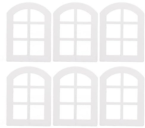6 Pezzi Modelli di Finestre in Legno in Miniatura Piccola Finestra di Mobili per Casa delle Bambole Ornamento in Scala 1:12 per la Decorazione Bianca