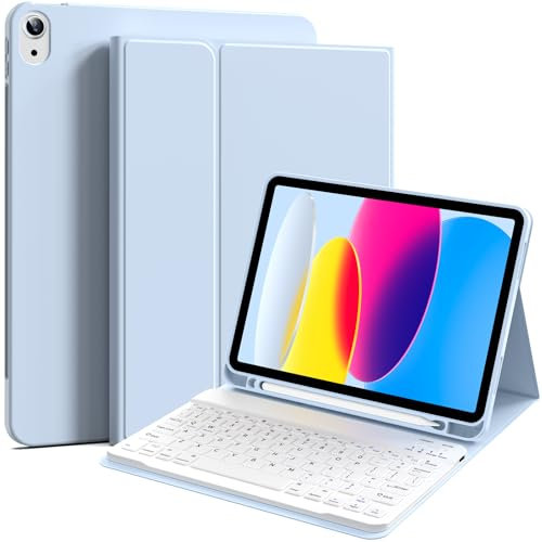 BFGTSJF Keyboard Case for iPad (A16) 11th Generation 11 Inch (2025), iPad 10th Generation 10.9 inch 2022, Detachable Wireless Bluetooth Keyboard Case Lightweight Slim with Pencil Holder, Blue