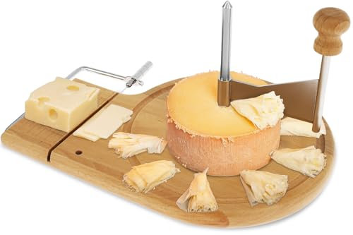 Fyeme Râpe à fromage 2 en 1 avec poignée - Planche à fromage avec couteau gradué - Bois - Facile à nettoyer - Convient pour fromage, beurre, chocolat, savon fait main