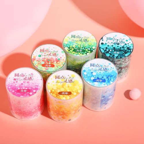Scrapbook Zubehör Stickers Set,6 Rolls Circular Dots Themed PET Washi Tape Aesthetic Stickers,Decorative for Journaling,Bullet Journal Zubehör,Photo Album,Notebook,DIY Crafts(Dot Inspiration Series)
