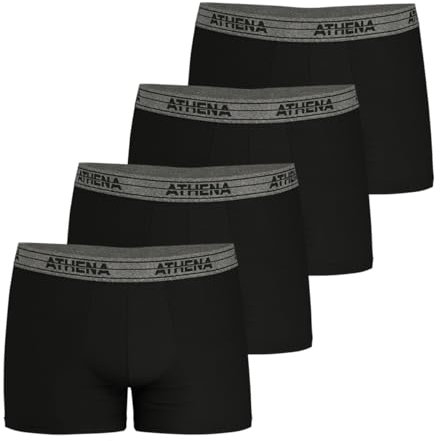 Athena Homme Basic Coton Ld40 Boxer, Noir/Noir/Noir/Noir, L EU