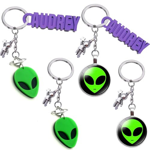 Porte-Clés Original, Avec ou Sans Prénom, Plusieurs Modèles au Choix, Extraterrestre, Alien, Nous ne Sommes Pas Seuls, Martien, Personnalisable, Bijou de Sac (Style 2 sans Prénom)