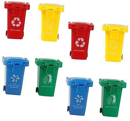 WOONEKY Lernspielzeug-Set 8-teilig Mini-mülleimer Kinderspielzeugkiste Plastikspielzeug Für Spaß Kindermüll Push-and-Slide-Design