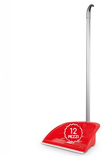 TONKITA | 12 Alzaimmondizie con Manico e Profilo in Morbida Gomma, Raccogli Polvere, Paletta Per Polvere, Paletta per Spazzare, Paletta con Manico - Confezione da 12 Pezzi