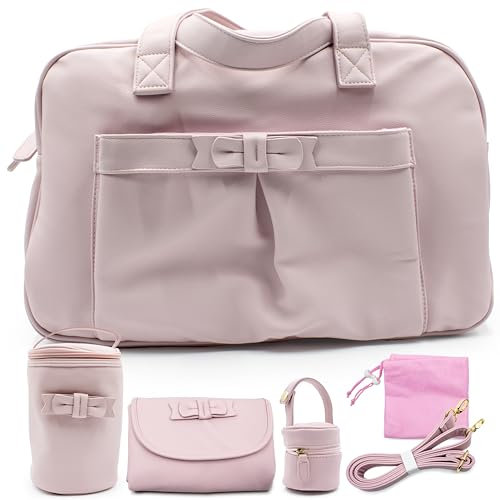 PASTELLO - Set Borsa Nascita Multifunzione con Accessori Inclusi, Borsone Mamma per Cambio e Viaggio, Con Fasciatoio, Portabiberon Termico e Portaciuccio (Art. SETN02, Rosa)