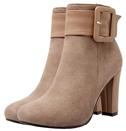 FOMIYES caldi tacchi alti col calzature scarpe stivaletti da neve mocassini moda stivali corti per signora stivali da donna con grosso tacchi invernali Materiale suola: gomma