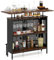 COSTWAY Bartisch Küche, Küchentheke mit Stauraum und Fußstütze, Theke Bar mit Metallrahmen, verstellbare Füße, 110,5 x 48 x 112,5 cm, Vintagebraun