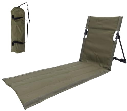 Strandmatte klappbar mit Rückenlehne Verstellbarer, Sonnenliege klappbar Leicht mit Tragegurt und Tasche, Strandliege Faltbar, Liegematte Sonnenmatte für Strand Garten Urlaub Camping (Grün Lange)