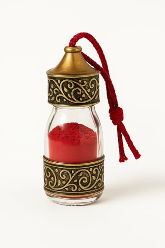 100% Natural Moroccan Aker Fassi Powder - Glass Bottle Decorated with Traditional Brass - Beauty Face & Lips - 50g