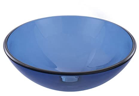 MYUYEE Waschbecken aus gehärtetem Glas für Badezimmer blaues Glaswaschbecken Badezimmer-Aufsatzwaschbecken Kunstwaschbecken.Blau