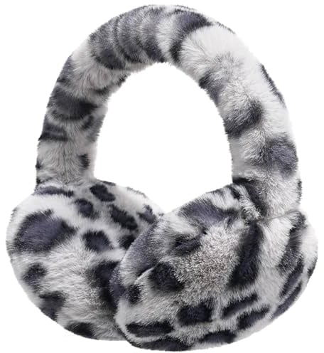 SUNBORRY Winter Ohrenschützer für Damen, Faltbar, Verstellbar, Warm, Atmungsaktiv, Plüsch Ohrwärmer mit Leopardenmuster
