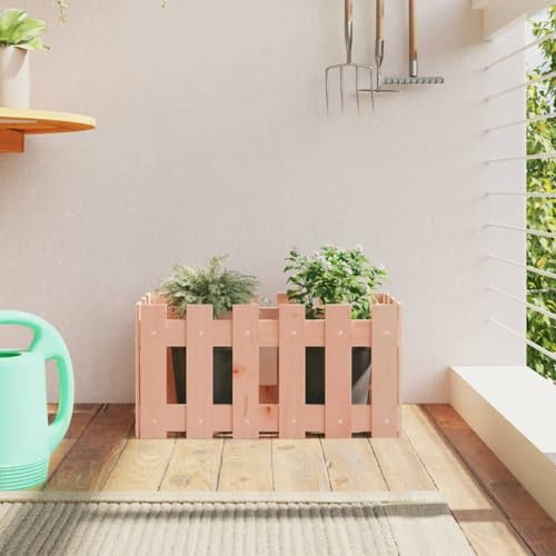 HaoChrymec Recinzione Giardino Esterno in Legno, Staccionata in Abete Douglas Naturale con Vaso Integrato, Separé da Esterno Resistente alle Intemperie, 60x30x30 cm
