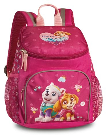 Paw Patrol Rucksack mit Chase, Marshall und Skye Jungen Mädchen von 3-6 Jahren, Kita- und Kindergartentasche mit Brustgurt – 31cm x 25cm x 10cm 8L Fabrizio (M, Pink)
