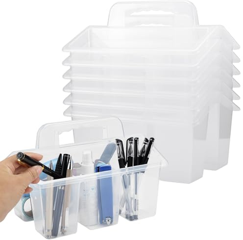Tsudoku 6 Pack Portable Divided Storage, Multi-Grid Plastic Basket, Kindergarten Painting Tool Brush Stationery Organizer, Stackable Storage Boxes for Schools, Offices