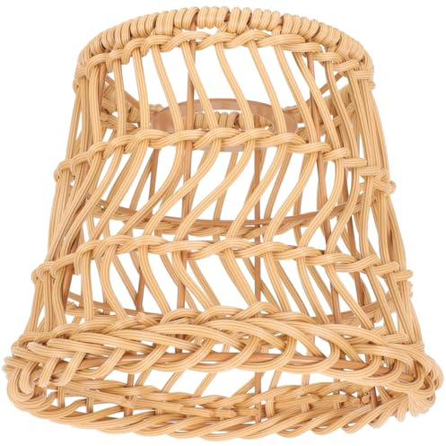 COLLBATH Handgefertigter Rattan Lampenschirm Deckenleuchte Lampenabdeckung Natürlicher Korb lampenschirm Für Wohnzimmer Esszimmer Teehaus Warmes Licht Ersatzschirm