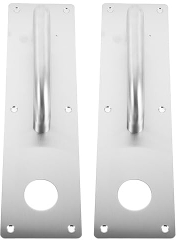 Ipetboom Maniglia per Porta in Acciaio Inox 2 Pezzi con Foro Serratura Piastra 80X300X15Mm Maniglia per Porta Interna e Tagliafuoco per Uffici Magazzini e Spazi Commerciali