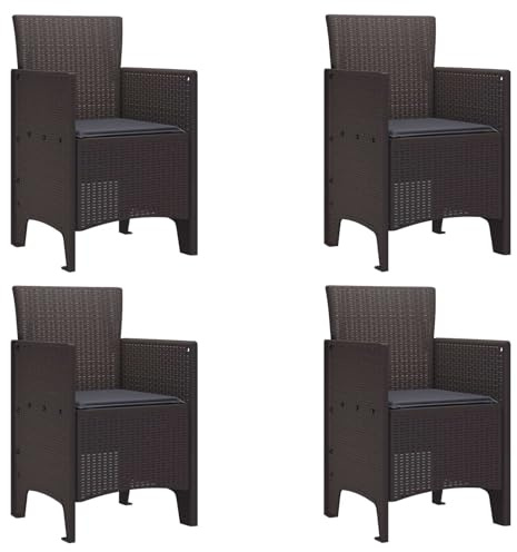 Tonture Gartenstuhl 4er Set, Braun, 53x49x85 cm, PP Kunststoff, UV-beständig, wasserdicht, Rattan-Optik, für Terrasse, Balkon & Garten, pflegeleicht
