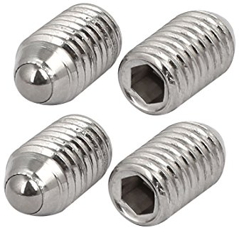 sourcingmap® M10x16mm Tornillo Prisionero de muelle de acero inoxidable 304 con punta de bola hexagonal 4pcs