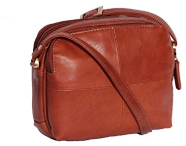 A1 FASHION GOODS Womens Real Soft Leather Cross Body Bag Multi Zip Top Pockets Small Sling Shoulder Bag - A939